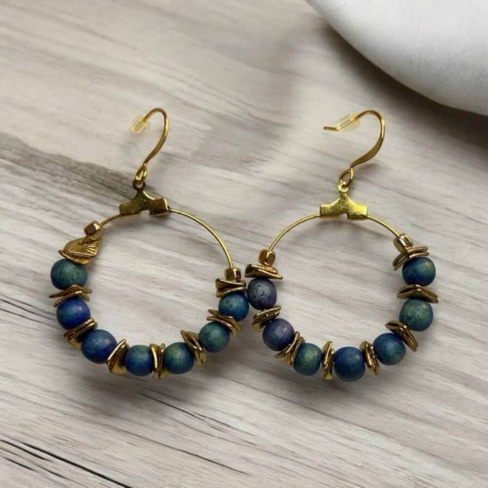 Handmade Hoop Earrings Gold Plated with crystal glass beads